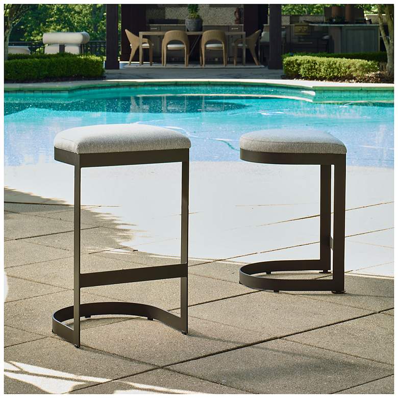 Image 3 Uttermost Maude 17 1/4" High Black and White Outdoor Counter Stool more views
