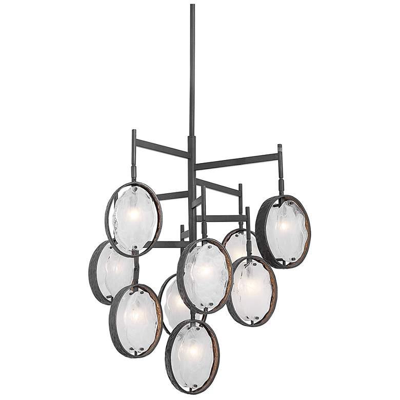 Image 3 Uttermost Maxin 30 inch 9-Light Industrial Bronze and Glass Chandelier