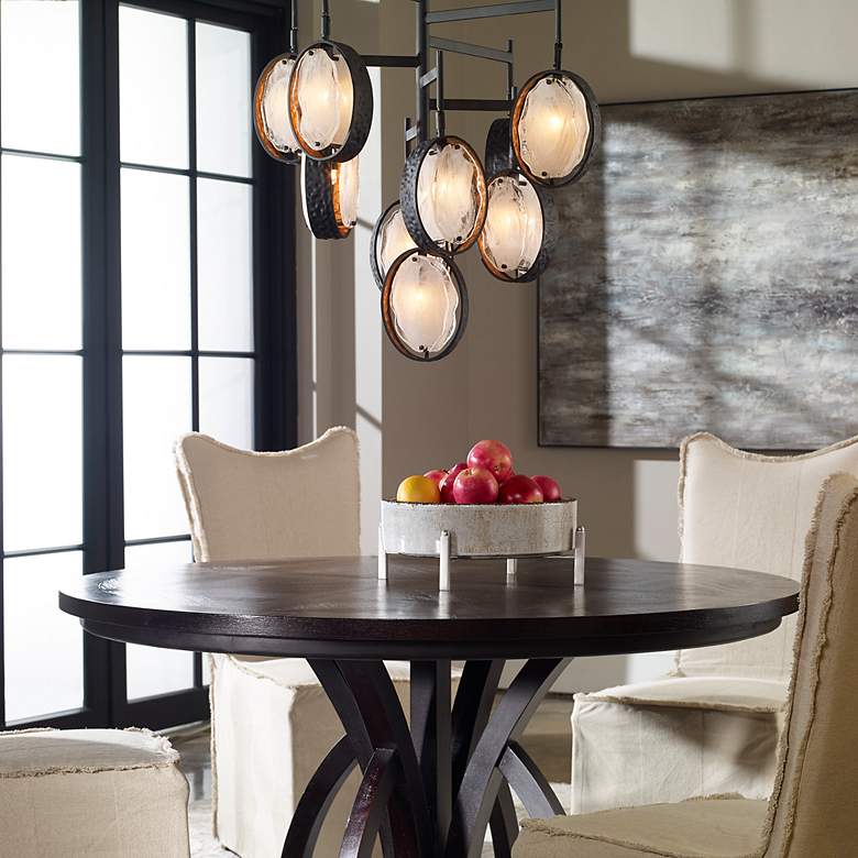 Image 6 Uttermost Maxin 30" 9-Light Industrial Bronze and Glass Chandelier more views