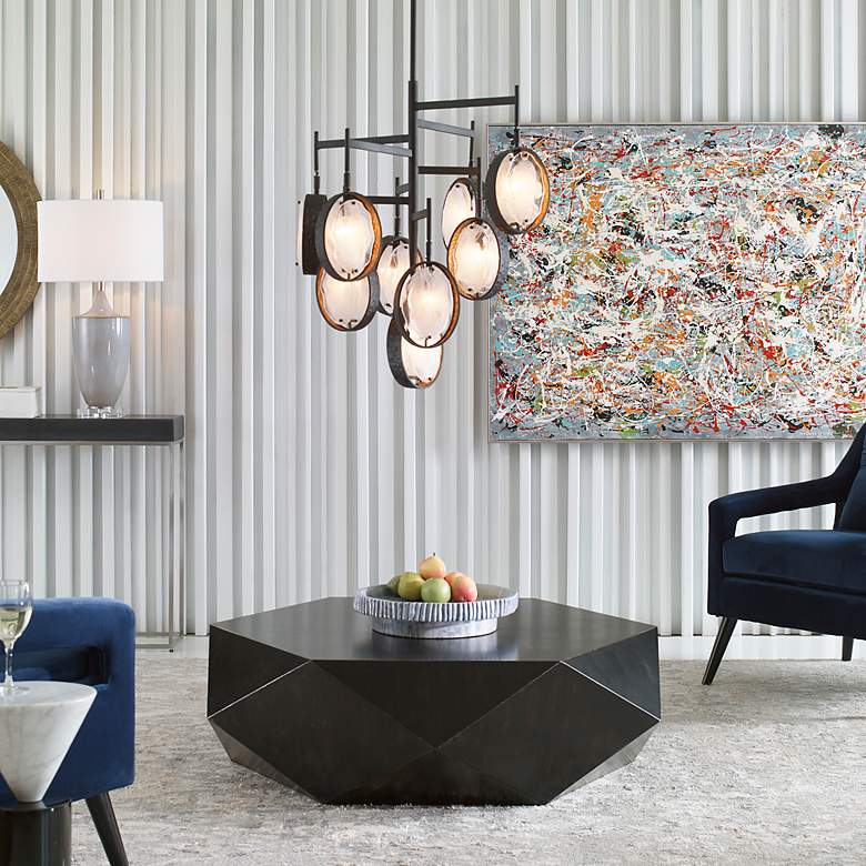 Image 7 Uttermost Maxin 30" 9-Light Industrial Bronze and Glass Chandelier more views