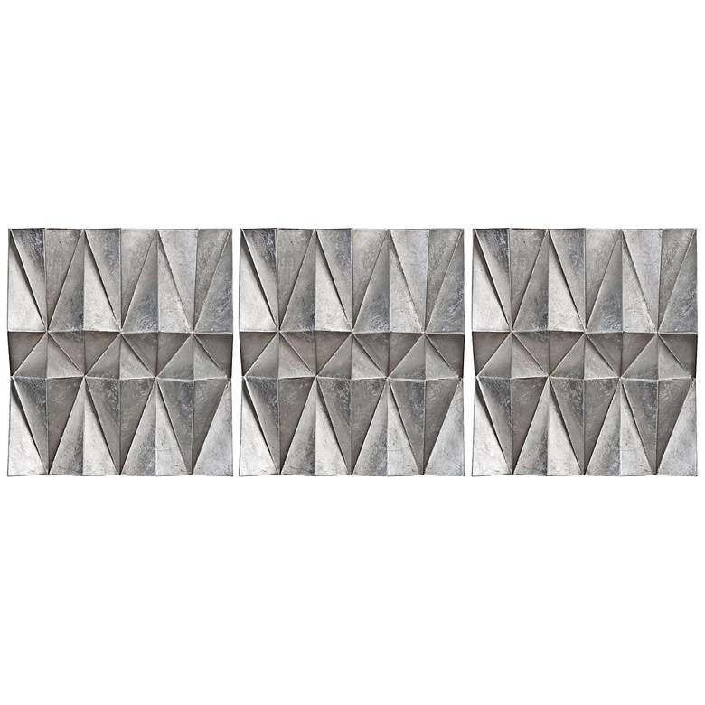 Uttermost Maxton Silver Leaf 22&quot;H Metal Wall Art Set of 3