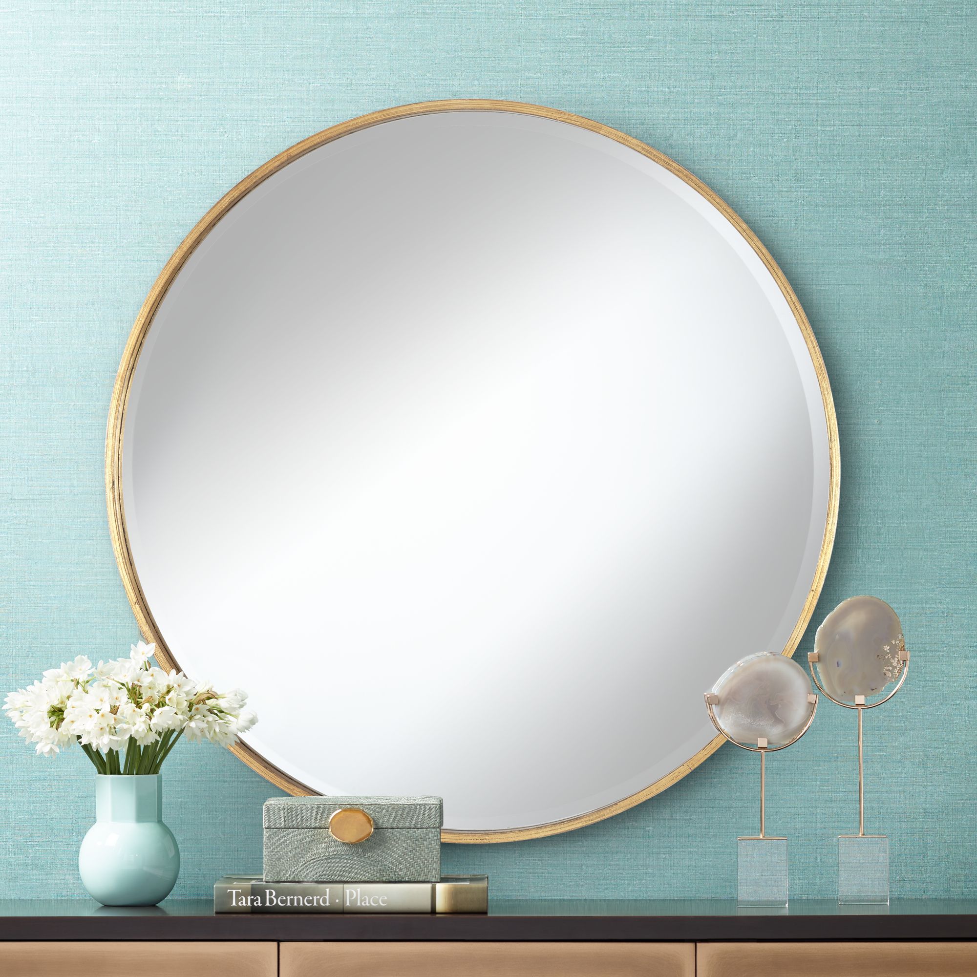 Image 5 Uttermost Mayfair Antique Copper 34" Round Wall Mirrors Set of 2 more views