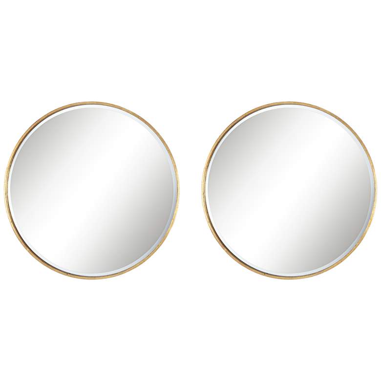 Image 2 Uttermost Mayfair Antique Copper 34" Round Wall Mirrors Set of 2
