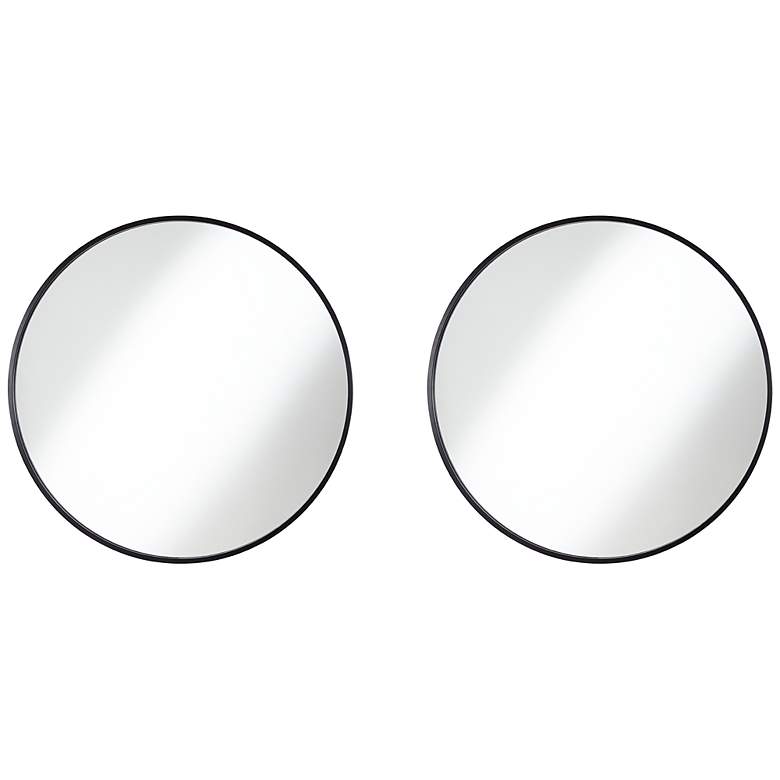Image 2 Uttermost Mayfair Matte Black 34" Round Wall Mirrors Set of 2