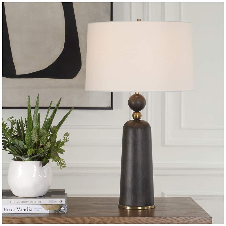 Image 1 Uttermost McQuinn 30 1/2" Dark Walnut Table Lamp