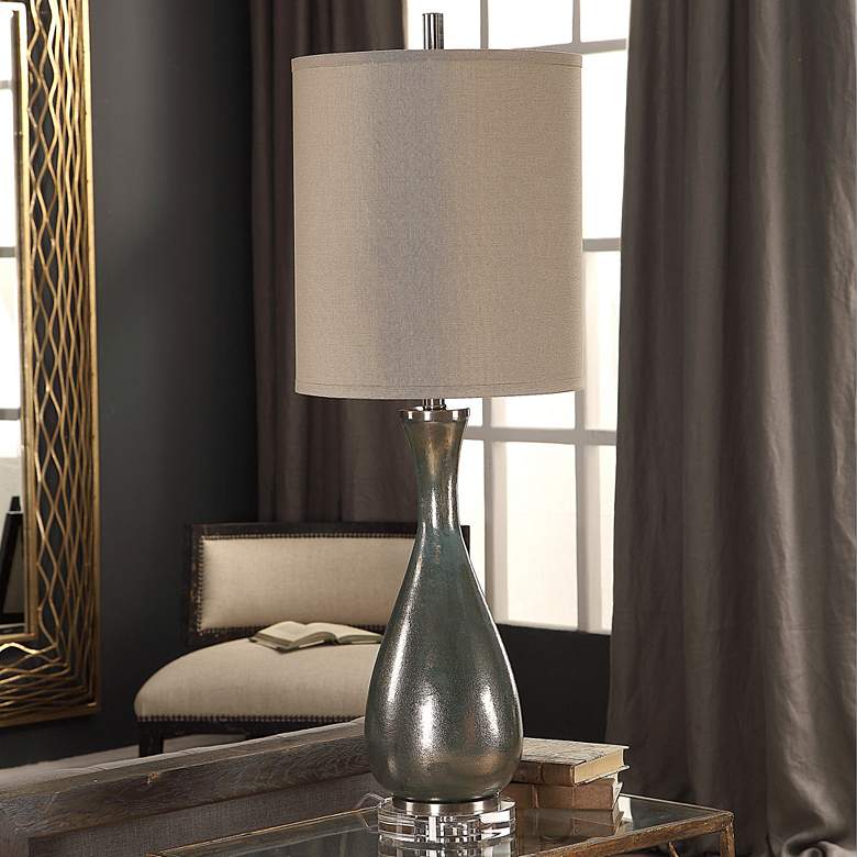 Image 1 Uttermost Meara Metallic Bronze Glass Buffet Table Lamp