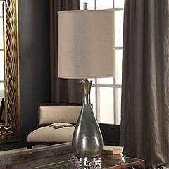 Image Uttermost Meara Metallic Bronze Glass Buffet Table Lamp