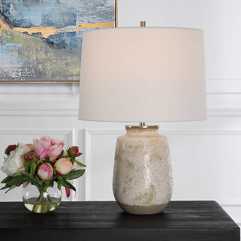 Image 1 Uttermost Medan Taupe and Dove Gray Ceramic Table Lamp