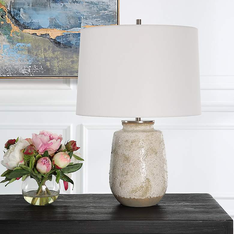 Image 3 Uttermost Medan Taupe and Dove Gray Ceramic Table Lamp more views