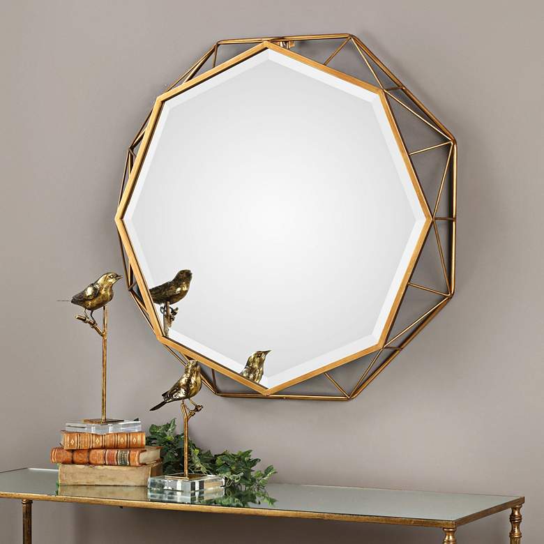 Image 1 Uttermost Mekhi Gold Leaf 30 inch x 30 inch Wall Mirror