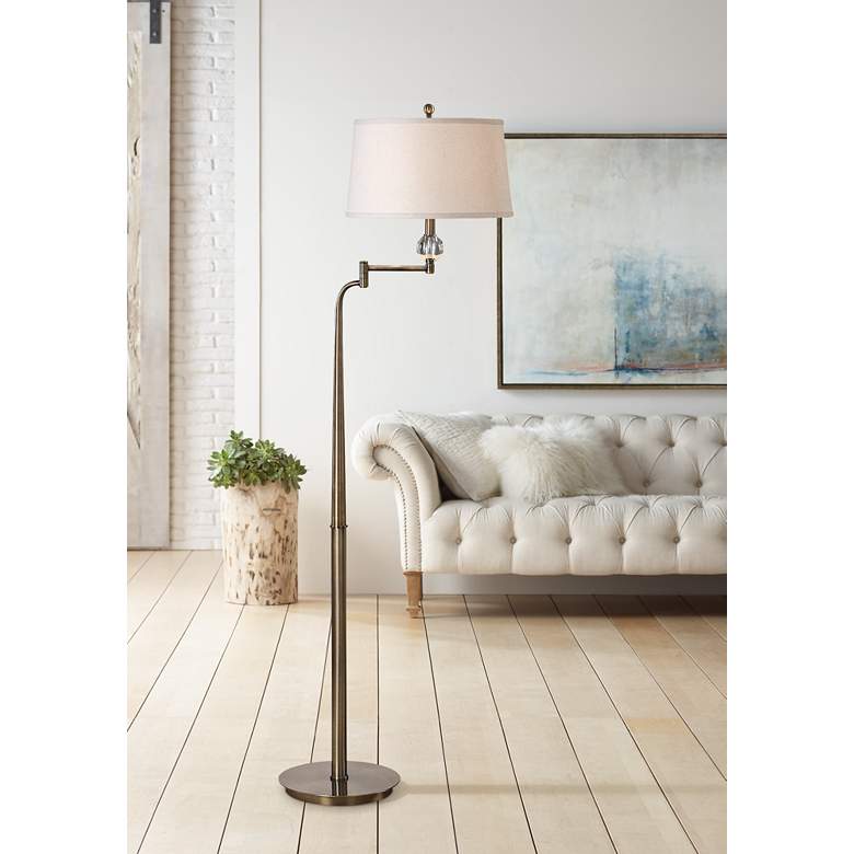 Image 1 Uttermost Melini 66 inch Tapered Steel Swing Arm Floor Lamp