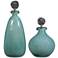 Uttermost Mellita Aqua Blue Art Glass Bottles Set of 2