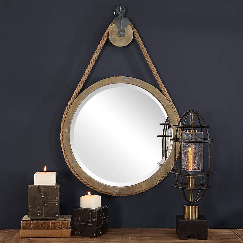 Image 1 Uttermost Melton Natural Wood Rope 25 inch x 36 1/2 inch Wall Mirror