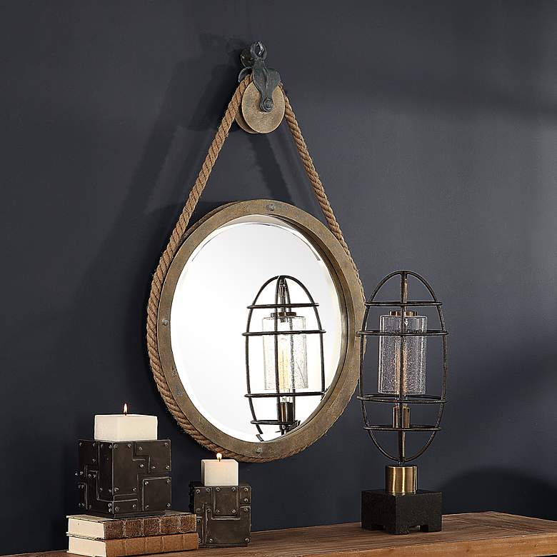 Image 4 Uttermost Melton Natural Wood Rope 25" x 36 1/2" Wall Mirror more views