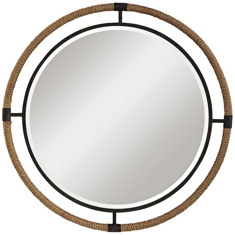 Uttermost Melville Rust Black 36 1/4 inch Round Wall Mirror