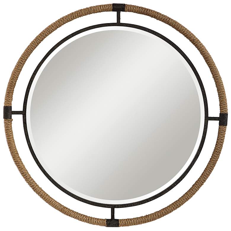 Image 2 Uttermost Melville Rust Black 36 1/4 inch Round Wall Mirror