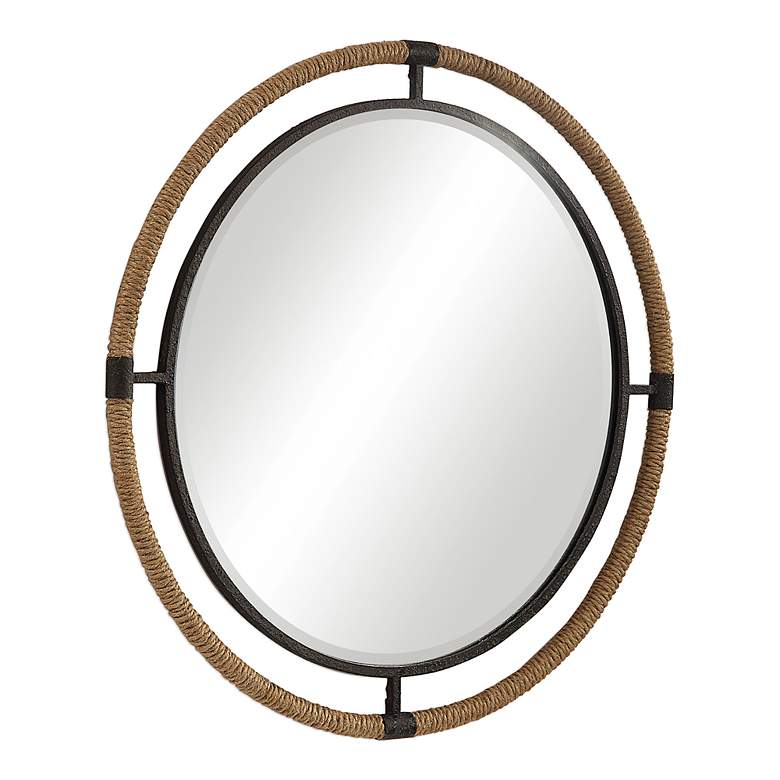 Image 3 Uttermost Melville Rust Black 36 1/4" Round Wall Mirror more views
