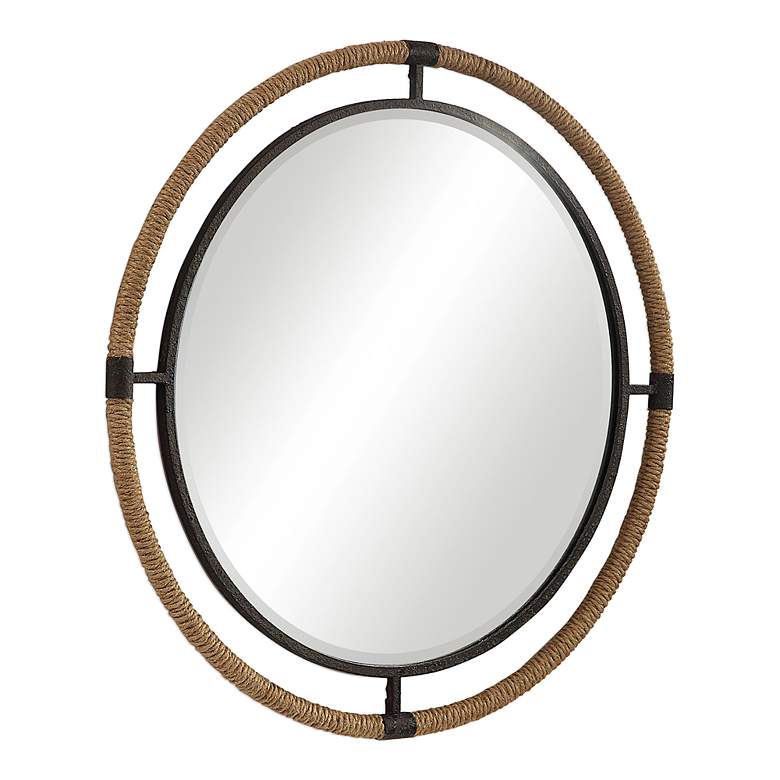 Image 3 Uttermost Melville Rust Black 36 1/4 inch Round Wall Mirror more views