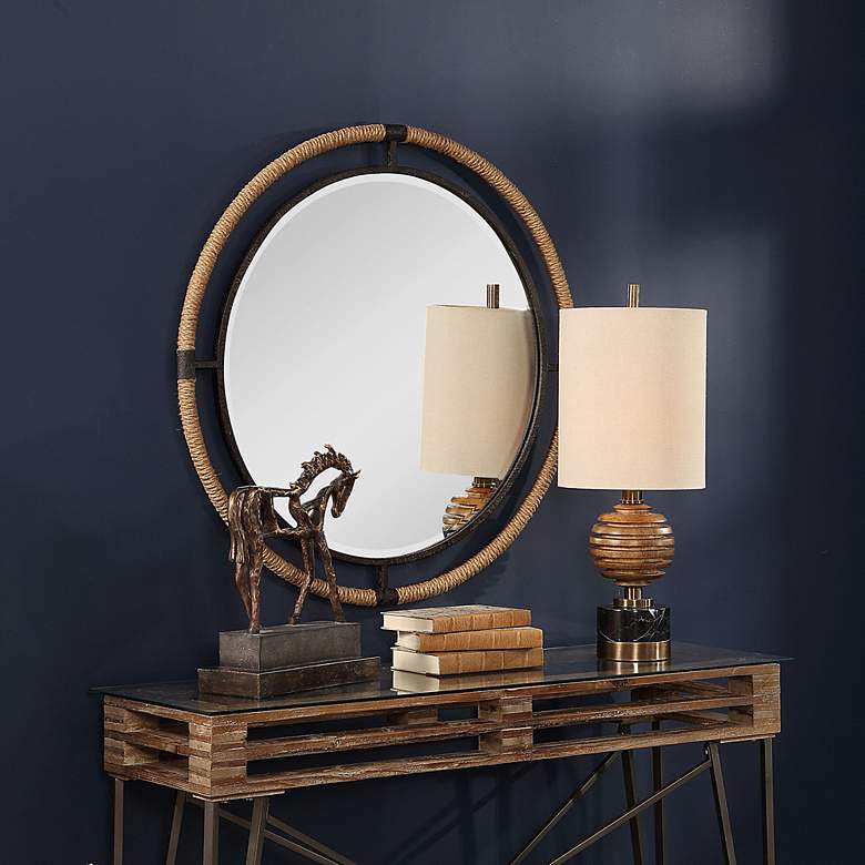 Image 5 Uttermost Melville Rust Black 36 1/4" Round Wall Mirror more views