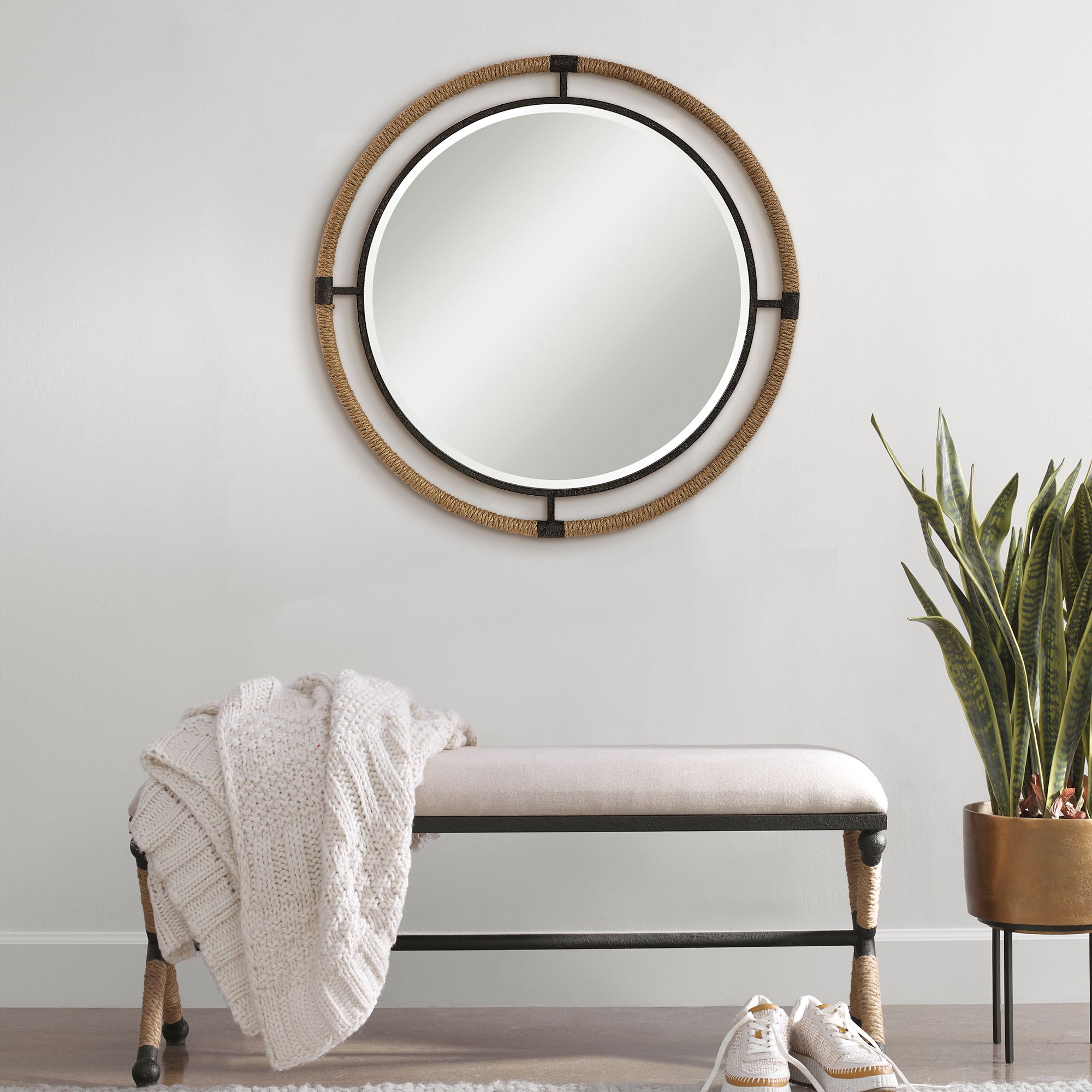 Uttermost Melville Rust Black 36 1/4" Round Wall Mirror