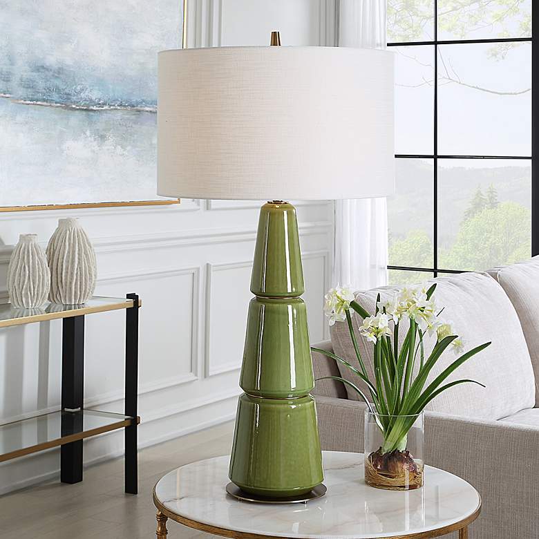 Image 1 Uttermost Mendell 39 1/2" High Green Ceramic Table Lamp