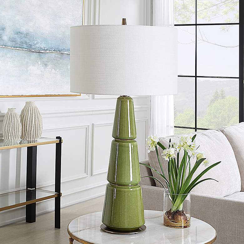 Image 3 Uttermost Mendell 39 1/2" High Green Ceramic Table Lamp more views