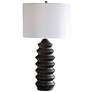 Uttermost Mendocino Rustic Black Carved Wood Table Lamp