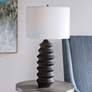 Uttermost Mendocino Rustic Black Carved Wood Table Lamp