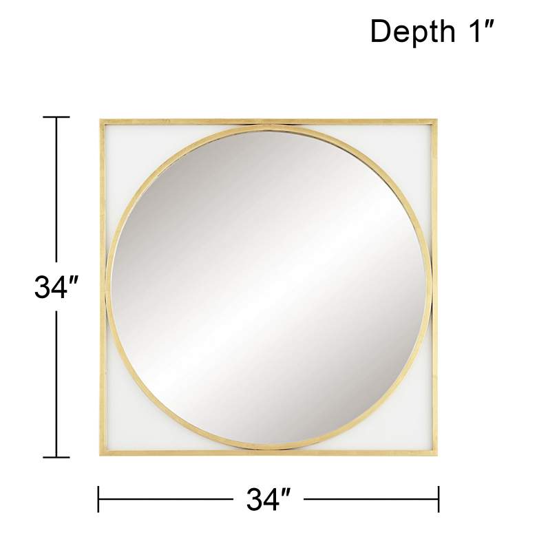 Image 7 Uttermost Meri Glossy Gold Leaf 34" Square Wall Mirror more views