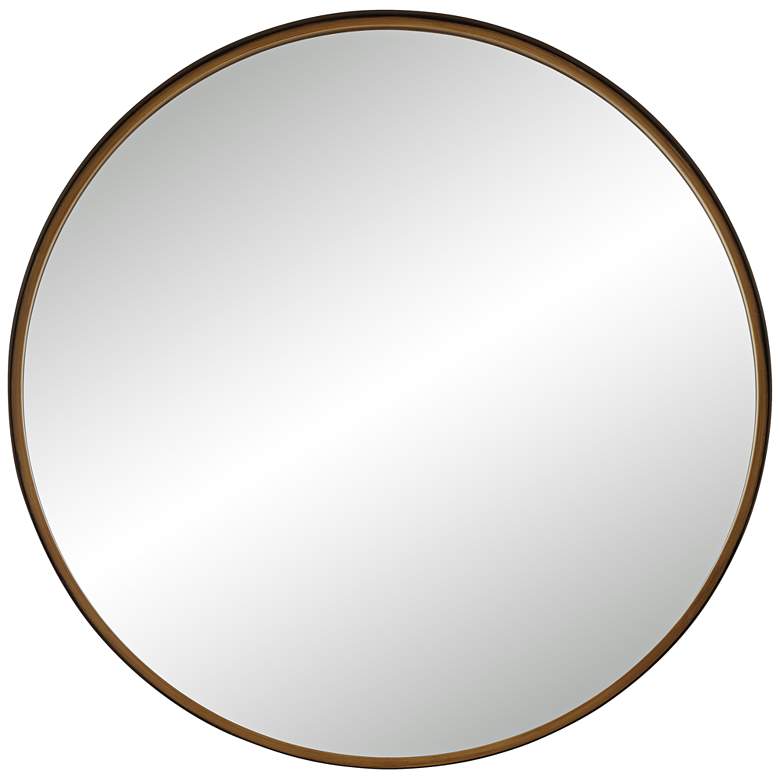 Image 2 Uttermost Meridian Black and Gold 34" Round Wall Mirror