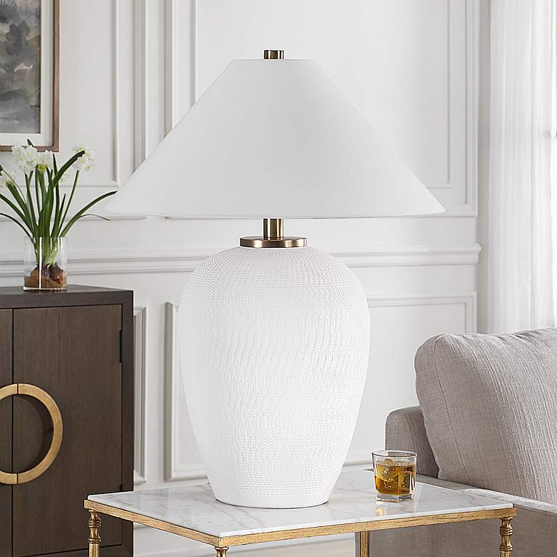 Image 3 Uttermost Merriton 33" High Matte White Ceramic Table Lamp more views