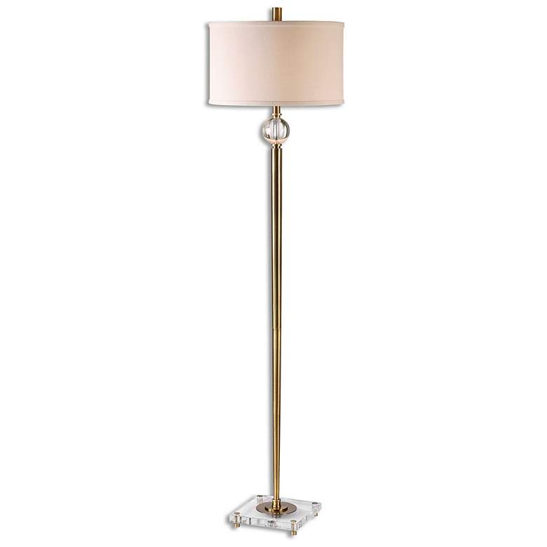 Image 2 Uttermost Mesita 68 inch High Crystal and Brushed Brass Metal Floor Lamp