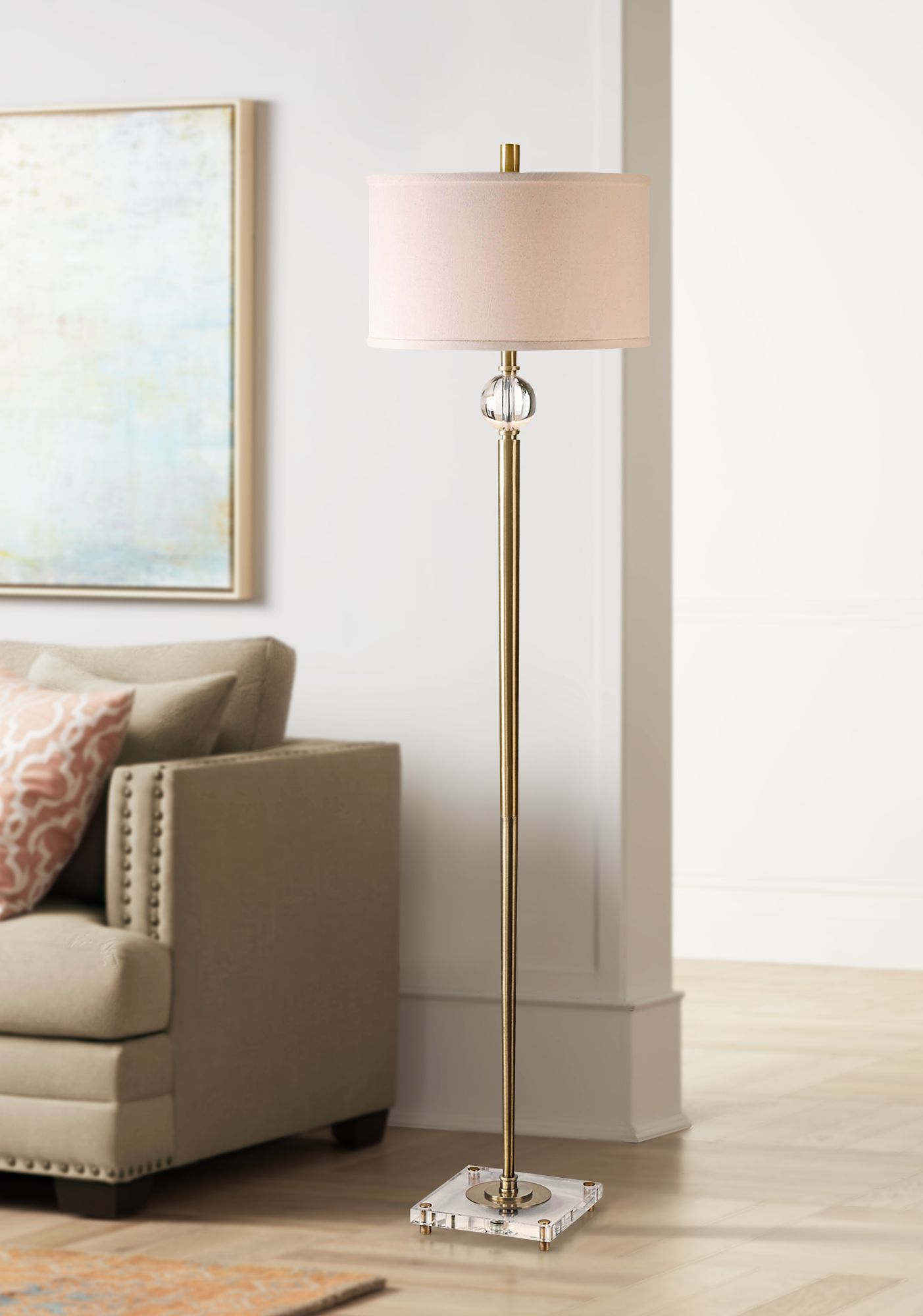 brass and crystal floor lamp