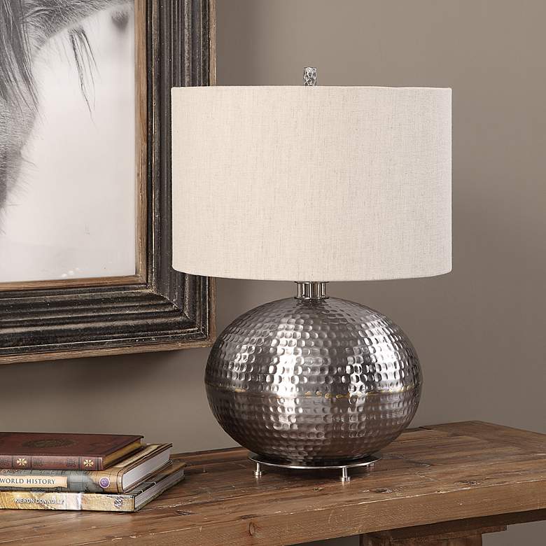 Image 1 Uttermost Metis Silver Sphere Metal Accent Table Lamp