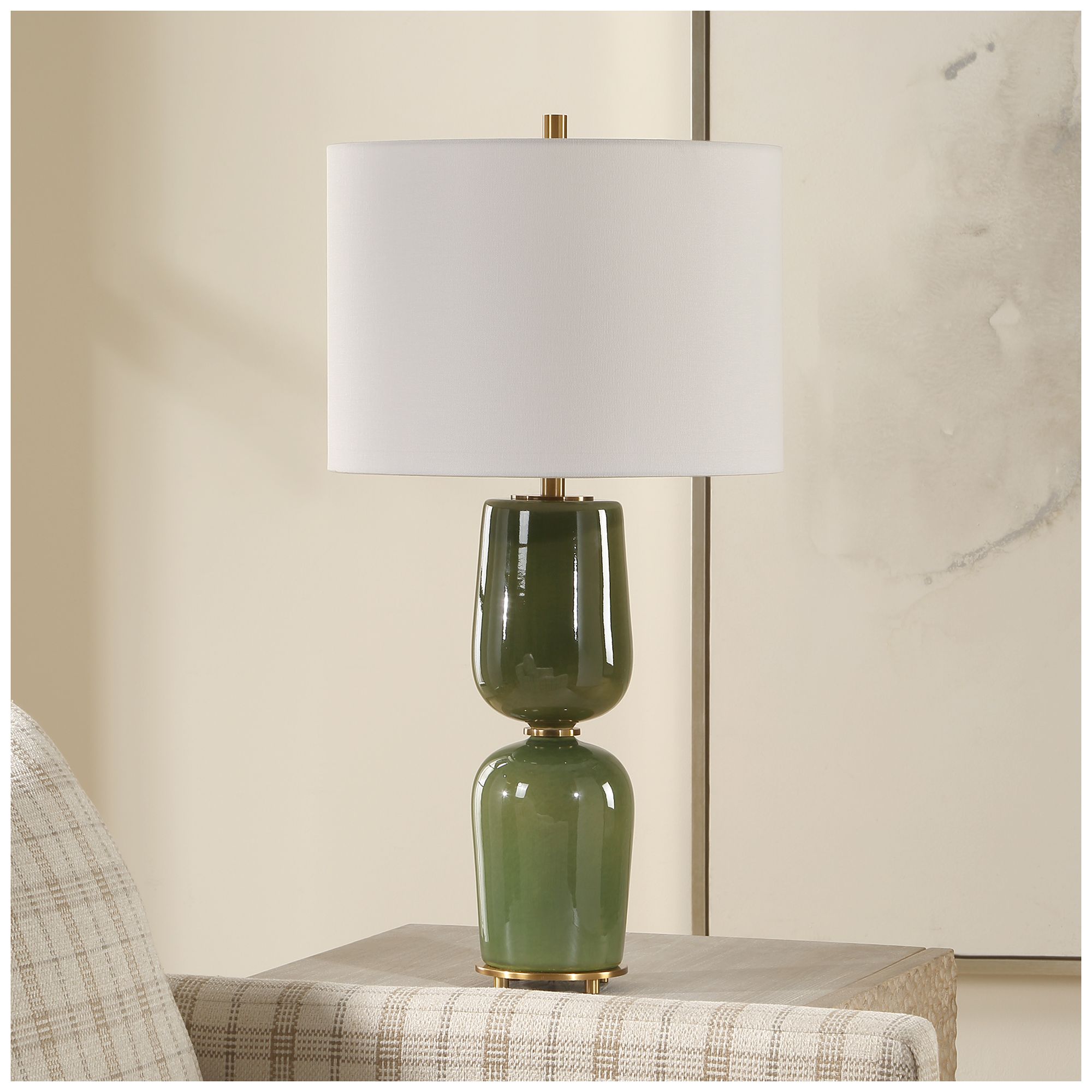 Image 3 Uttermost Meyer 27" Green Ceramic Table Lamp more views