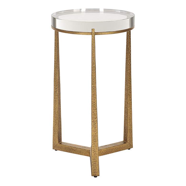 Image 2 Uttermost Midas 14"W Antique Gold and Crystal Accent Table