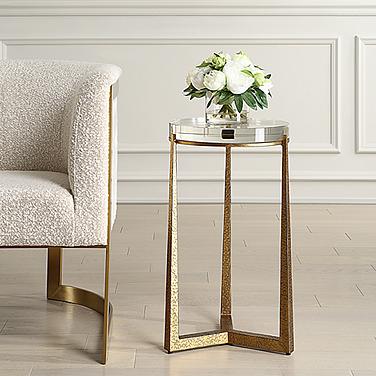 Uttermost Midas 14"W Antique Gold and Crystal Accent Table