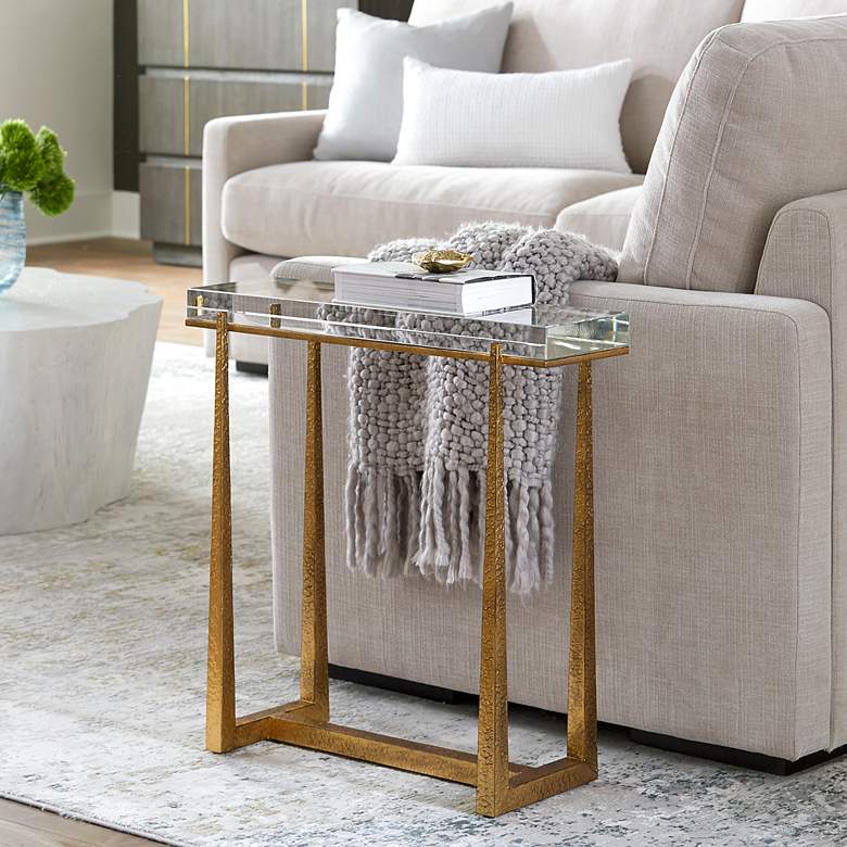 Image 3 Uttermost Midas 24" Wide Antique Gold Accent Table more views