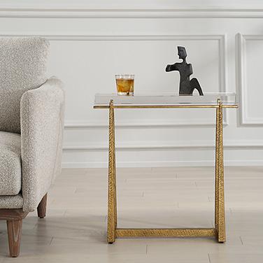 Uttermost Midas 24" Wide Antique Gold Accent Table