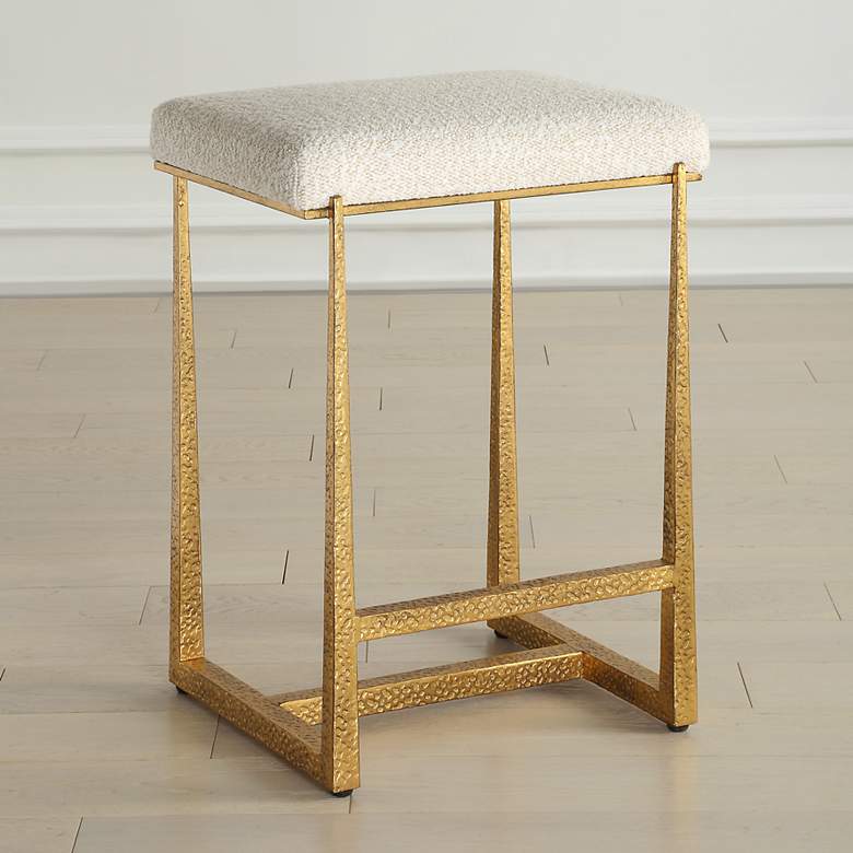 Image 1 Uttermost Midas 26" Gold and Beige Counter Stool