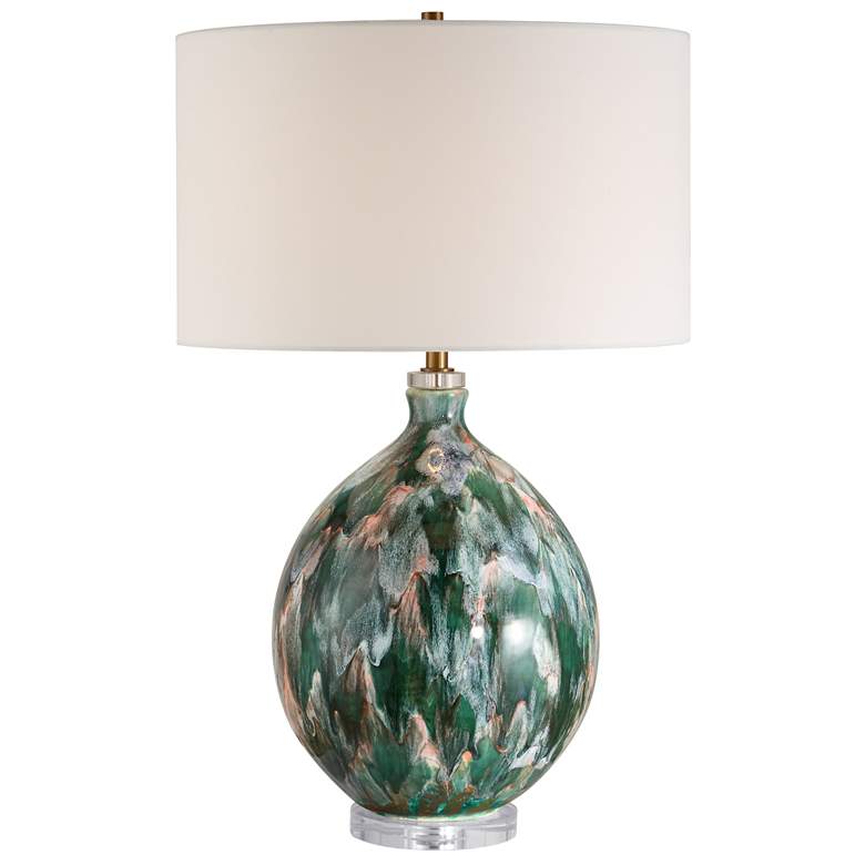 Image 2 Uttermost Mihaela 27" Green and Ivory Ceramic Table Lamp