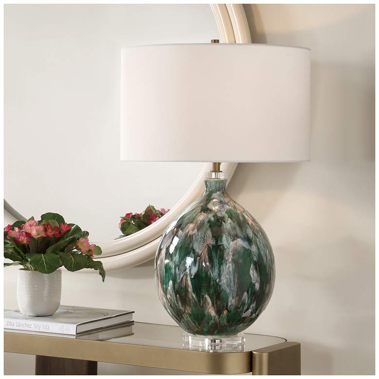 Image 1 Uttermost Mihaela 27" Green and Ivory Ceramic Table Lamp