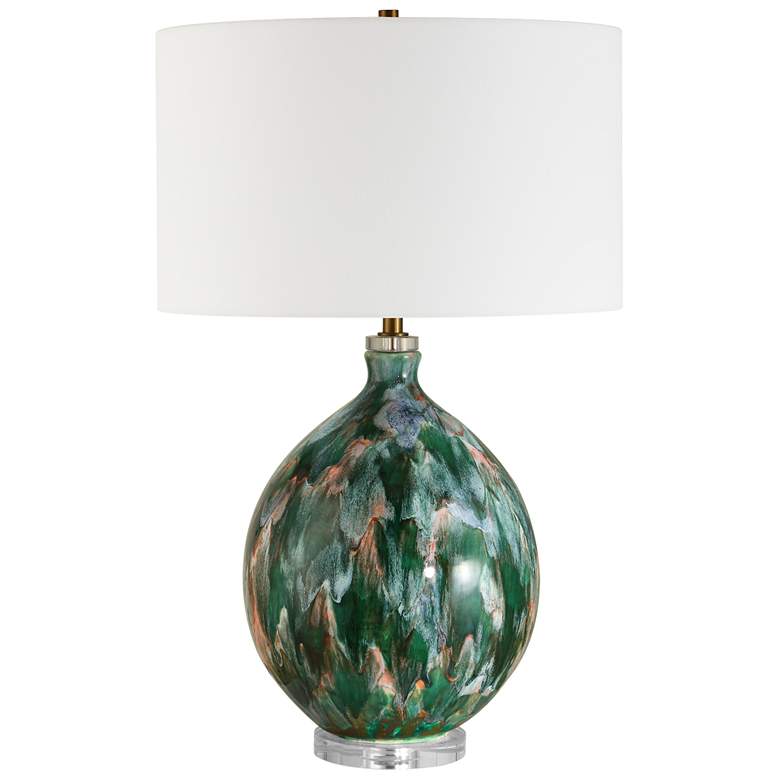 Image 3 Uttermost Mihaela 27" Green and Ivory Ceramic Table Lamp more views