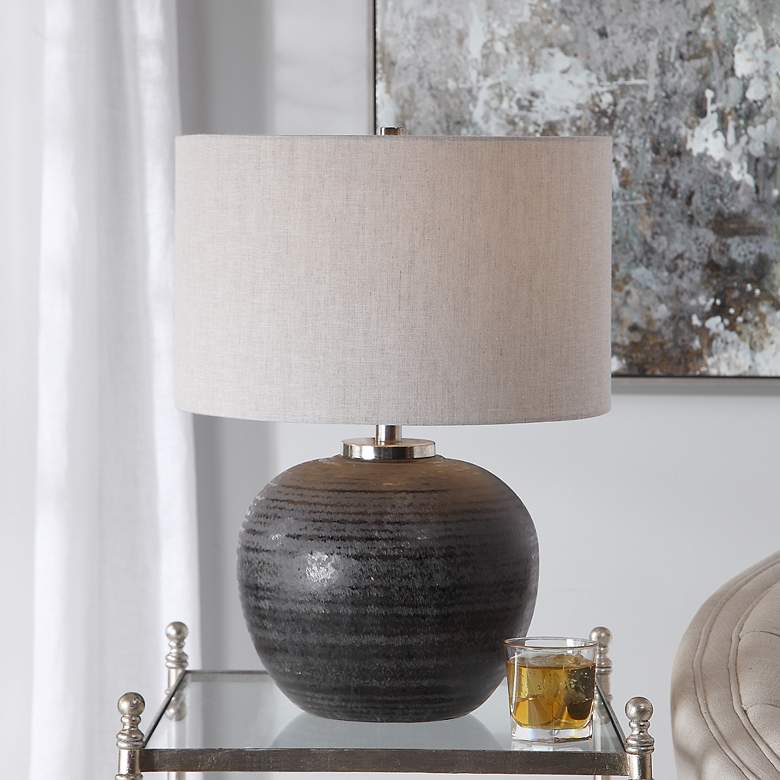Image 1 Uttermost Mikkel Charcoal Glaze Accent Table Lamp