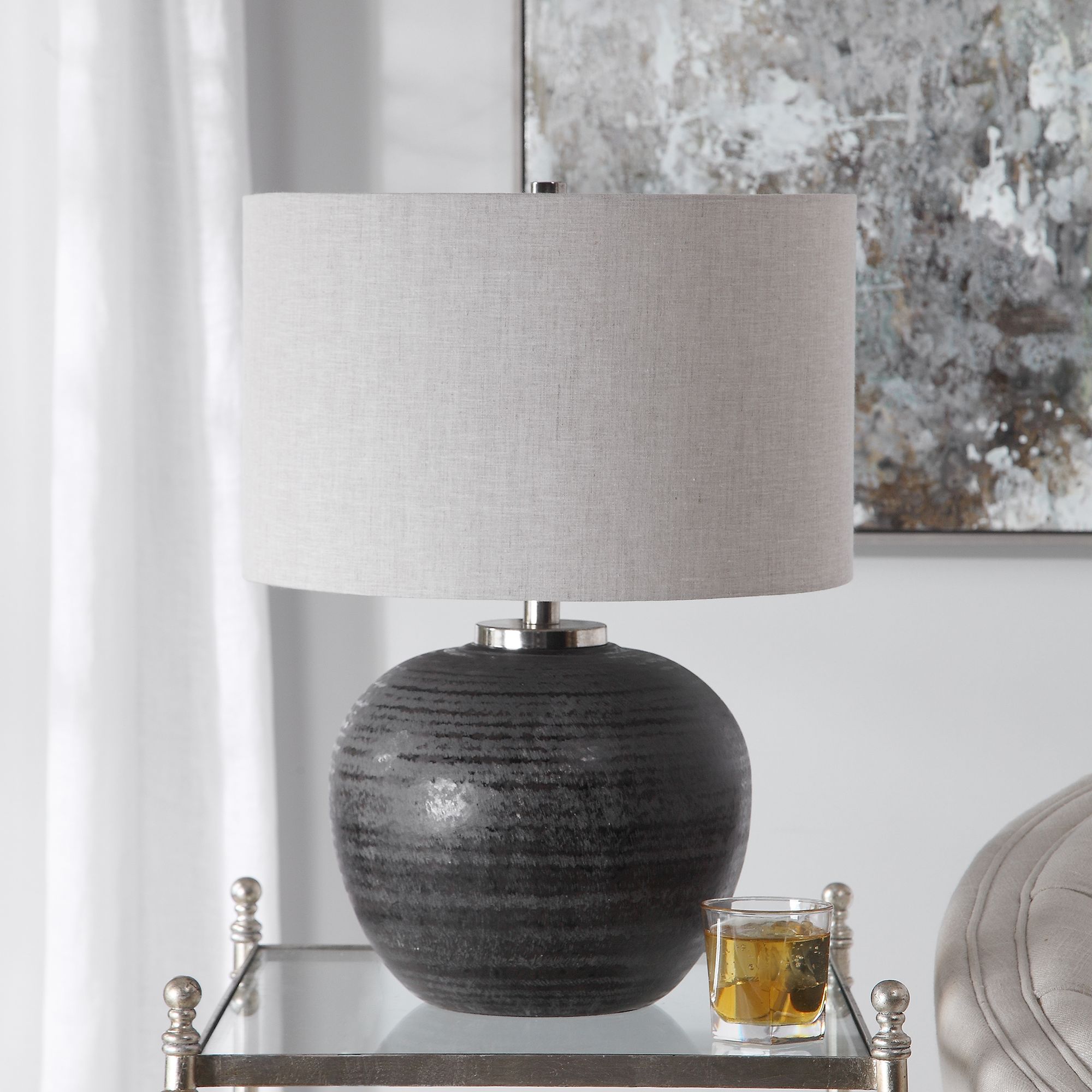 Image 4 Uttermost Mikkel Charcoal Gray Ceramic Table Lamp more views