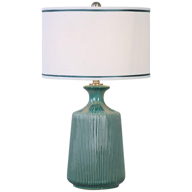 Image 1 Uttermost Millers Teal-Glaze Ribbed Ceramic Table Lamp