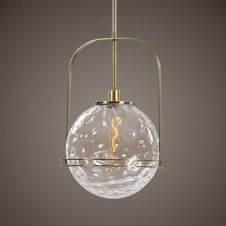 Image 1 Uttermost Mimas 13" Wide Antique Brass Pendant Light