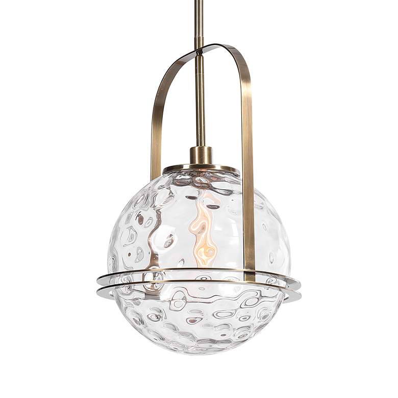 Image 4 Uttermost Mimas 13" Wide Antique Brass Pendant Light more views