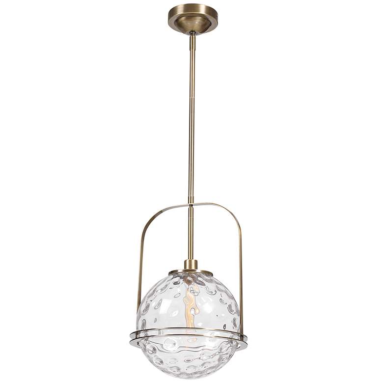 Image 5 Uttermost Mimas 13" Wide Antique Brass Pendant Light more views