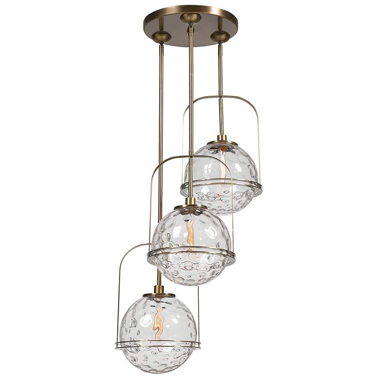 Image 4 Uttermost Mimas 24 inch Wide Brass 3-Light Cluster Pendant Light more views